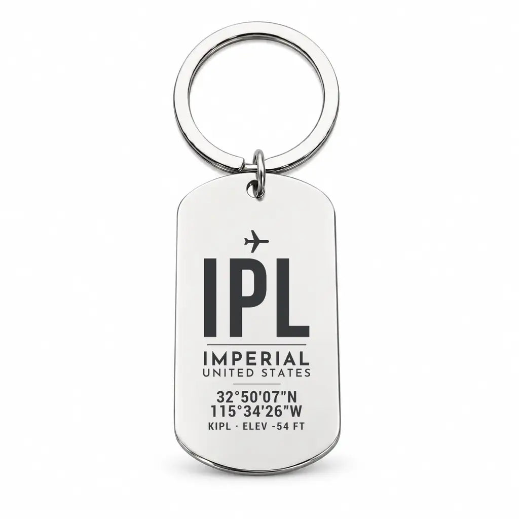 Imperial County Airport IPL - Key Chain - Original Design - Silver