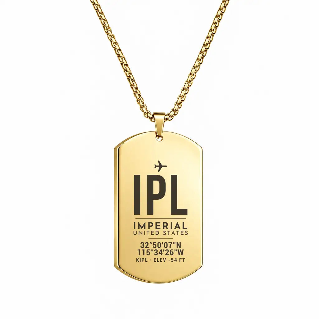 Imperial County Airport IPL - Necklace - Original Design - Gold