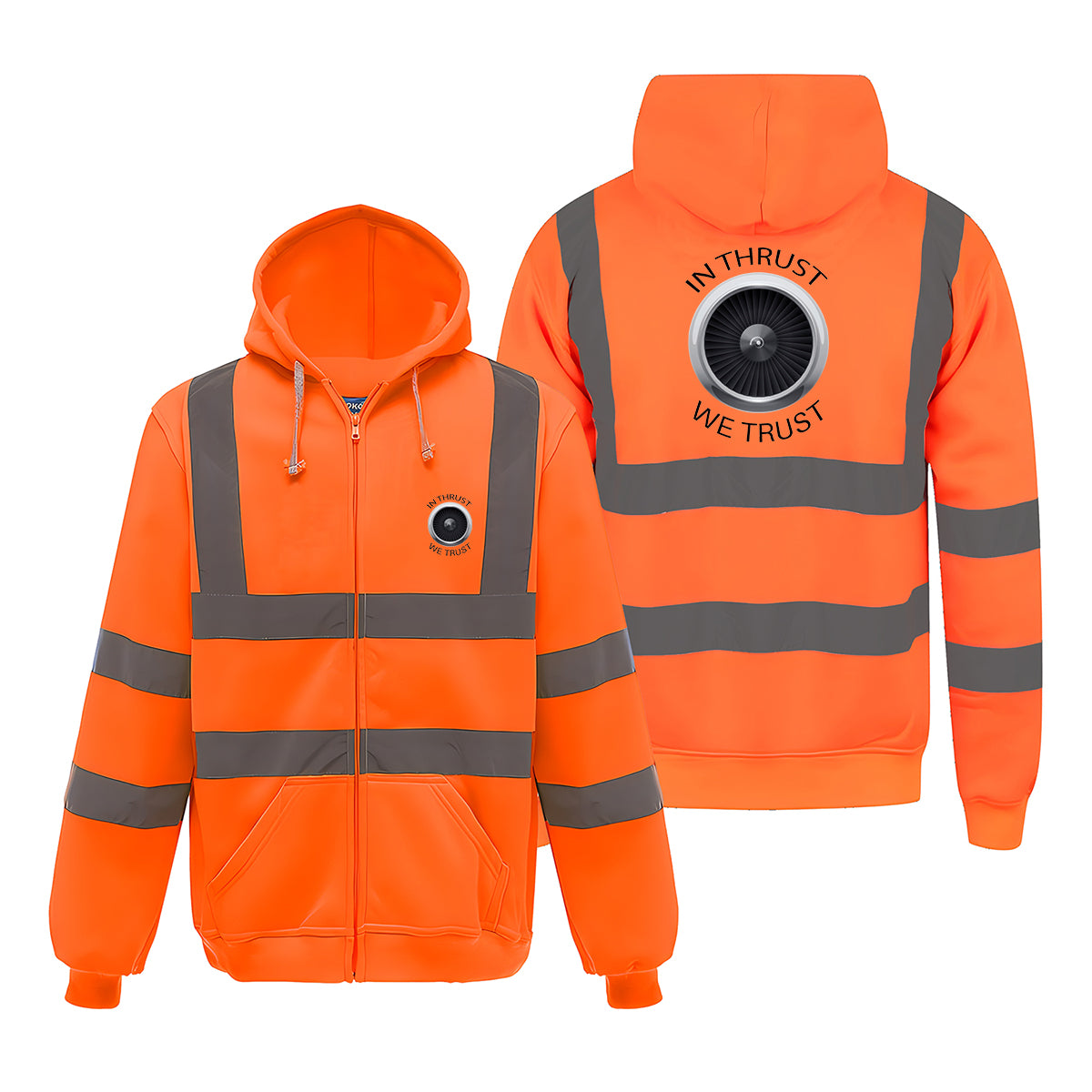 In Thrust We Trust Designed Reflective Zipped Hoodies