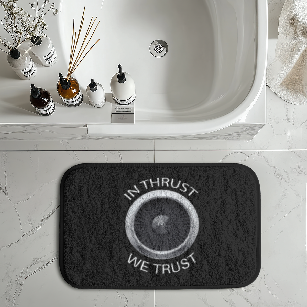 In Thrust We Trust Designed Bath Mats