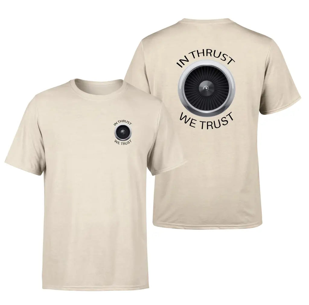 In Thrust We Trust design on beige double side