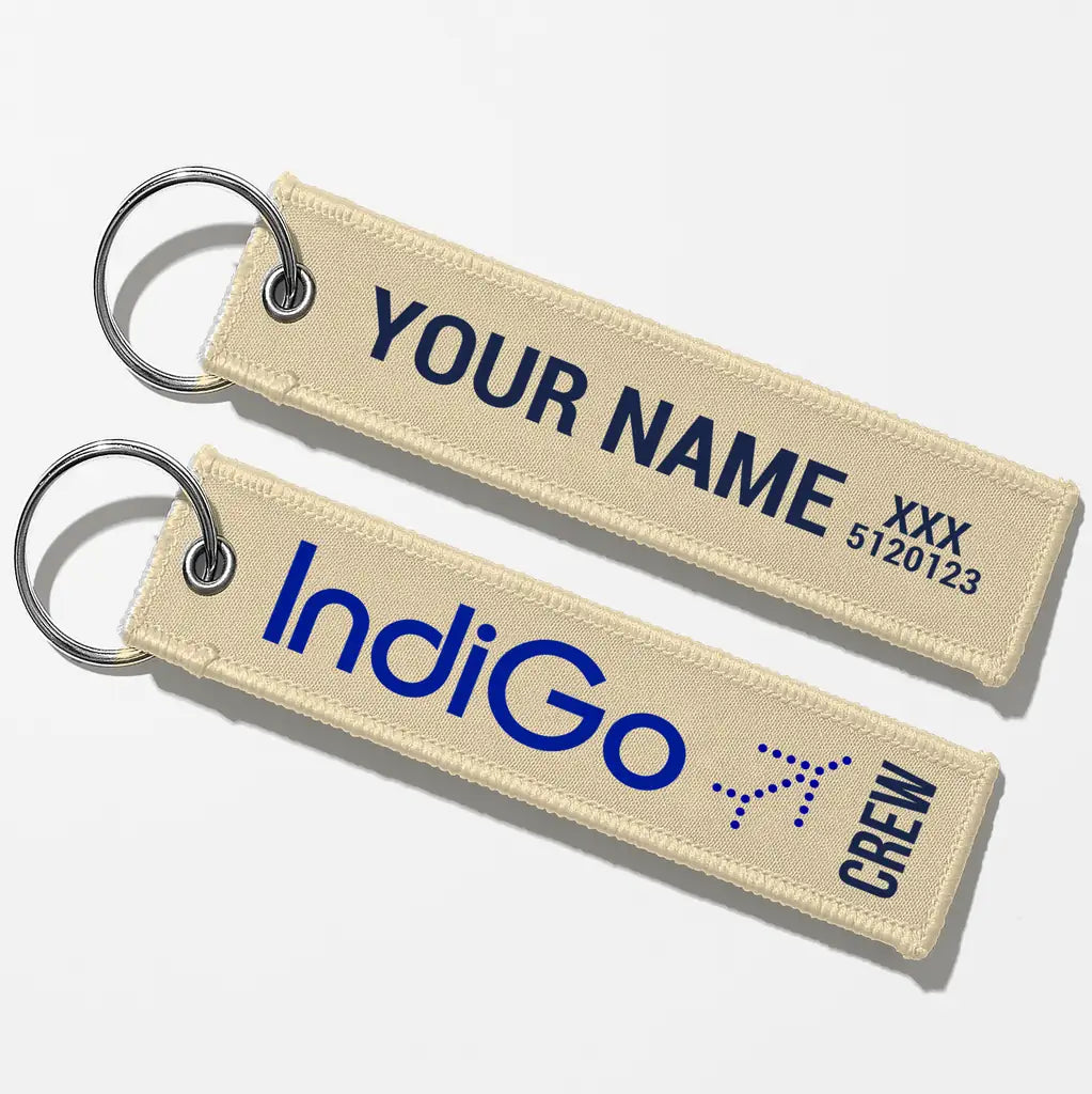 Indigo Airlines Crew & Staff Tag Key Chains - Beige - Crew + Name