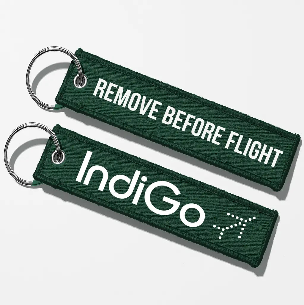 Indigo Airlines Crew & Staff Tag Key Chains - Dark Green - Remove Before Flight