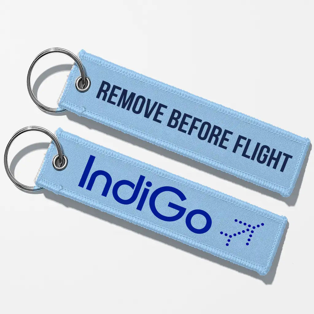 Indigo Airlines Crew & Staff Tag Key Chains - Light Blue - Remove Before Flight