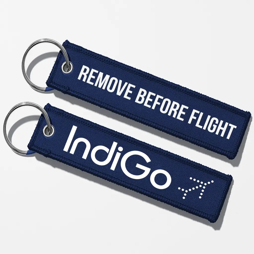 Indigo Airlines Crew & Staff Tag Key Chains - Navy Blue - Remove Before Flight
