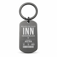 Thumbnail for Innsbruck Airport INN - Inn Valley Alpine Weave - Key Chain - Boarding Pass Style - Black