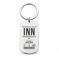 Thumbnail for Innsbruck Airport INN - Inn Valley Alpine Weave - Key Chain - Boarding Pass Style - Silver