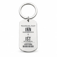 Thumbnail for Innsbruck Airport INN - Inn Valley Alpine Weave - Key Chain - Customizable Boarding Pass - Silver