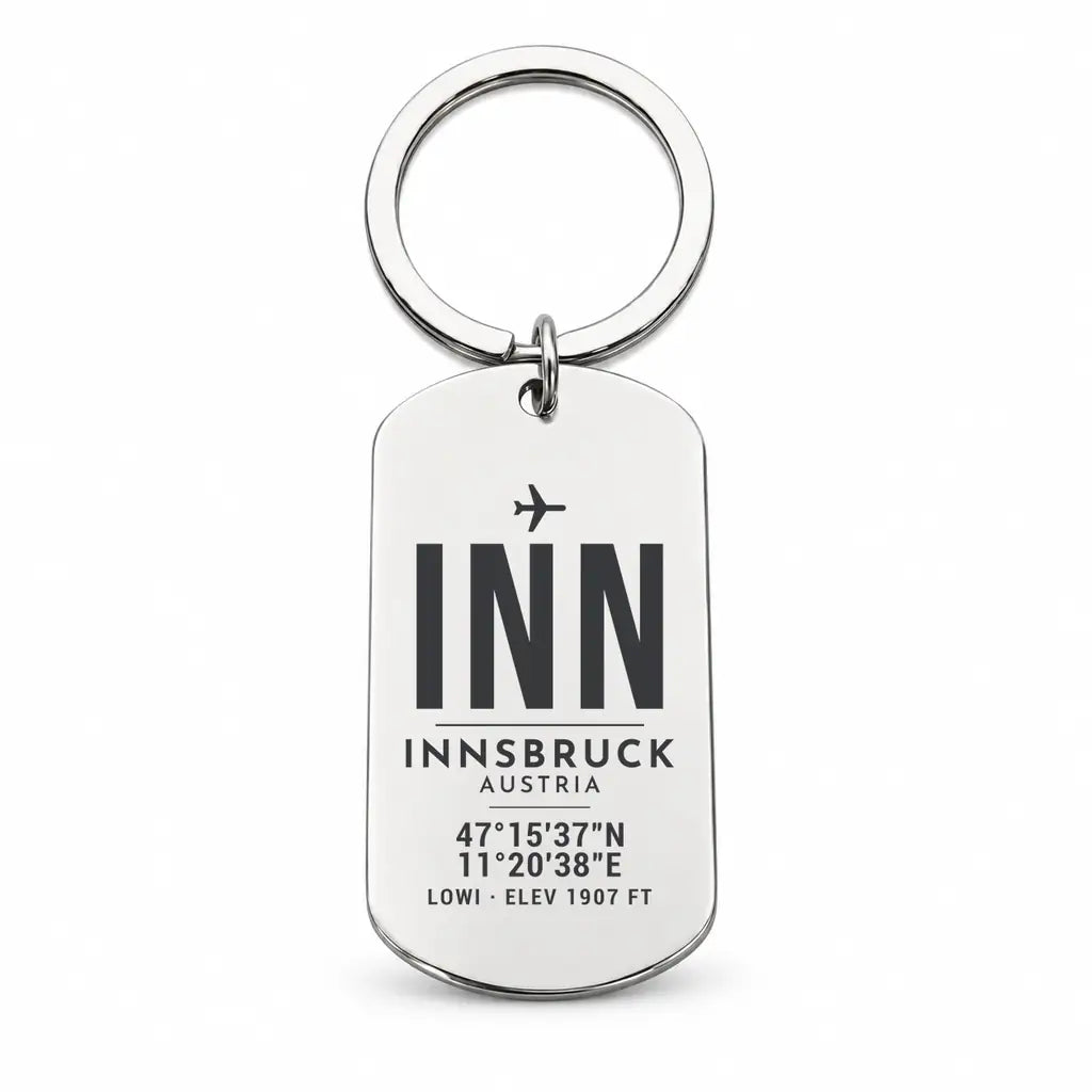 Innsbruck Airport INN - Inn Valley Alpine Weave - Key Chain - Original Design - Silver