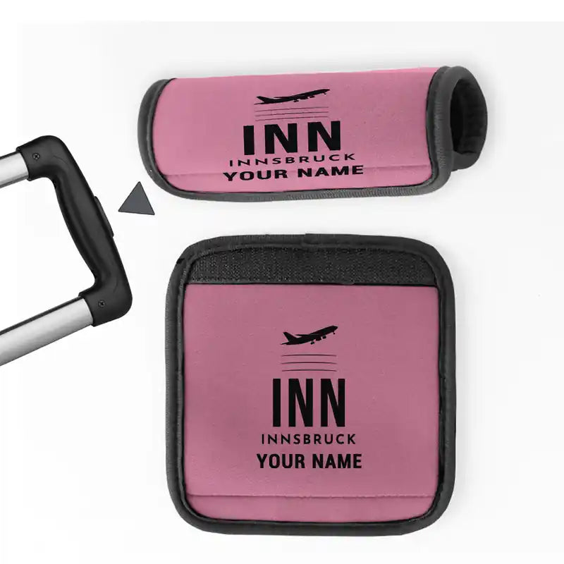 Innsbruck Airport (INN) Luggage Handle Covers - Pink + Name