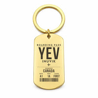 Thumbnail for Inuvik (Mike Zubko) Airport YEV - Key Chain - Boarding Pass Style - Gold