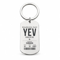 Thumbnail for Inuvik (Mike Zubko) Airport YEV - Key Chain - Boarding Pass Style - Silver