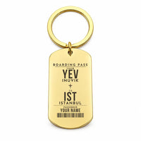 Thumbnail for Inuvik (Mike Zubko) Airport YEV - Key Chain - Customizable Boarding Pass - Gold