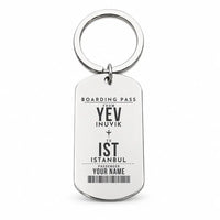 Thumbnail for Inuvik (Mike Zubko) Airport YEV - Key Chain - Customizable Boarding Pass - Silver