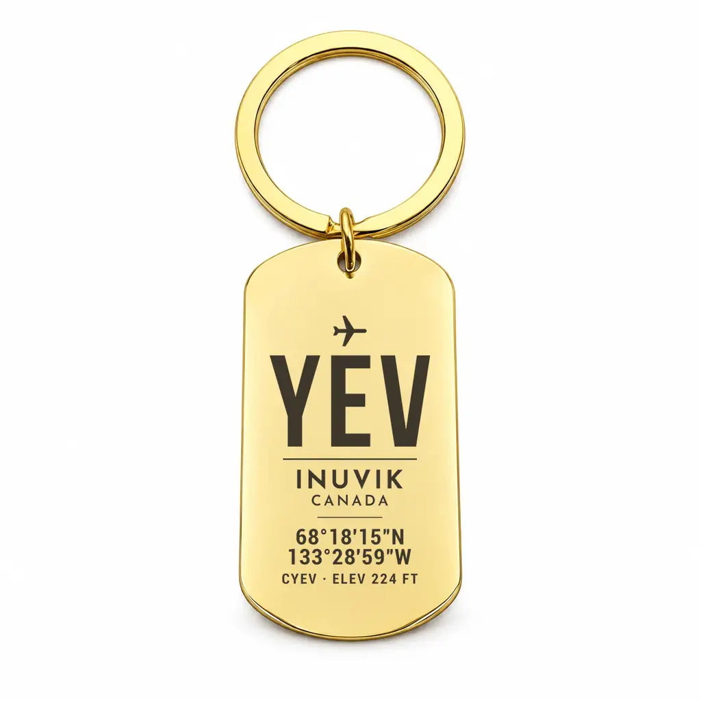 Inuvik (Mike Zubko) Airport YEV - Key Chain - Original Design - Gold