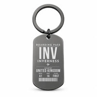 Thumbnail for Inverness Airport INV - Key Chain - Boarding Pass Style - Black