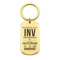Thumbnail for Inverness Airport INV - Key Chain - Boarding Pass Style - Gold