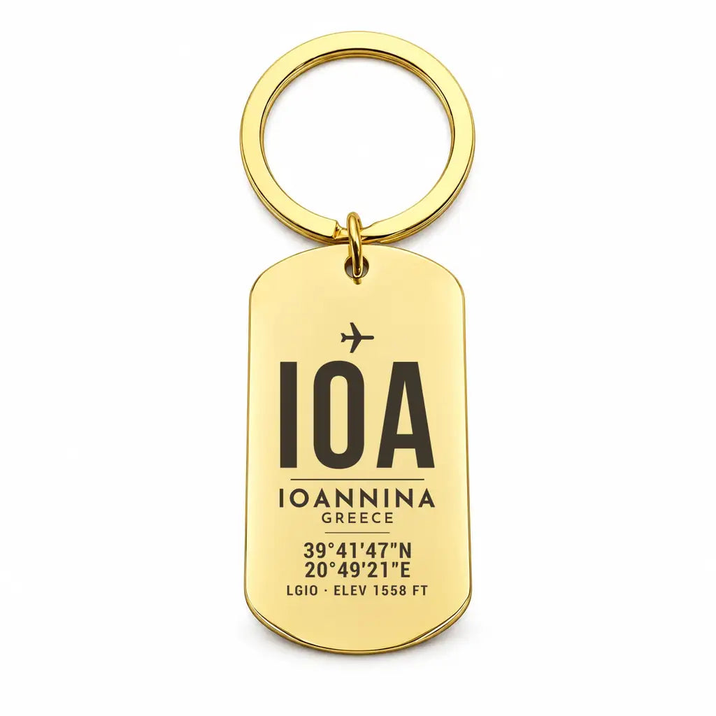 Ioannina National Airport IOA - Key Chain - Original Design - Gold