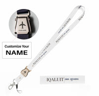 Thumbnail for Iqaluit City Series seat belt lanyard - white with name