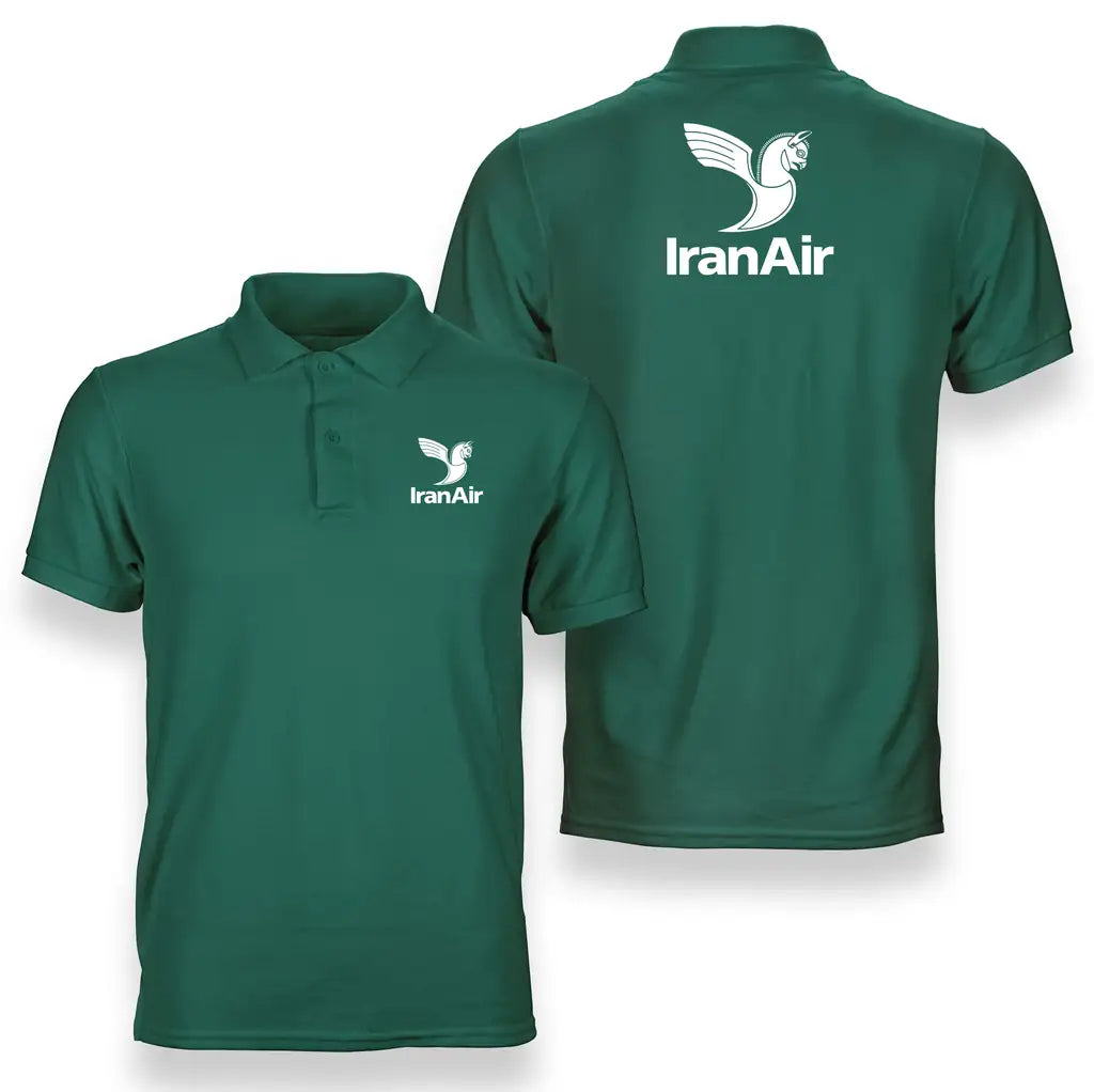 Iran Air logo on green double side polo t shirt