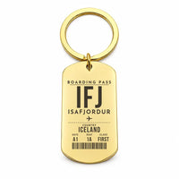 Thumbnail for Isafjordur Airport IFJ - Key Chain - Boarding Pass Style - Gold