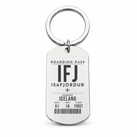 Thumbnail for Isafjordur Airport IFJ - Key Chain - Boarding Pass Style - Silver