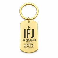 Thumbnail for Isafjordur Airport IFJ - Key Chain - Original Design - Gold