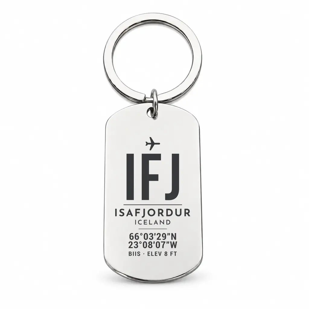 Isafjordur Airport IFJ - Key Chain - Original Design - Silver