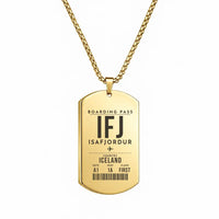 Thumbnail for Isafjordur Airport IFJ - Necklace - Boarding Pass Style - Gold