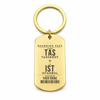 Thumbnail for Islam Karimov Tashkent International Airport TAS - Key Chain - Customizable Boarding Pass - Gold