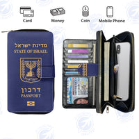 Thumbnail for Israel Passport Designed Leather Long Zipper Wallets