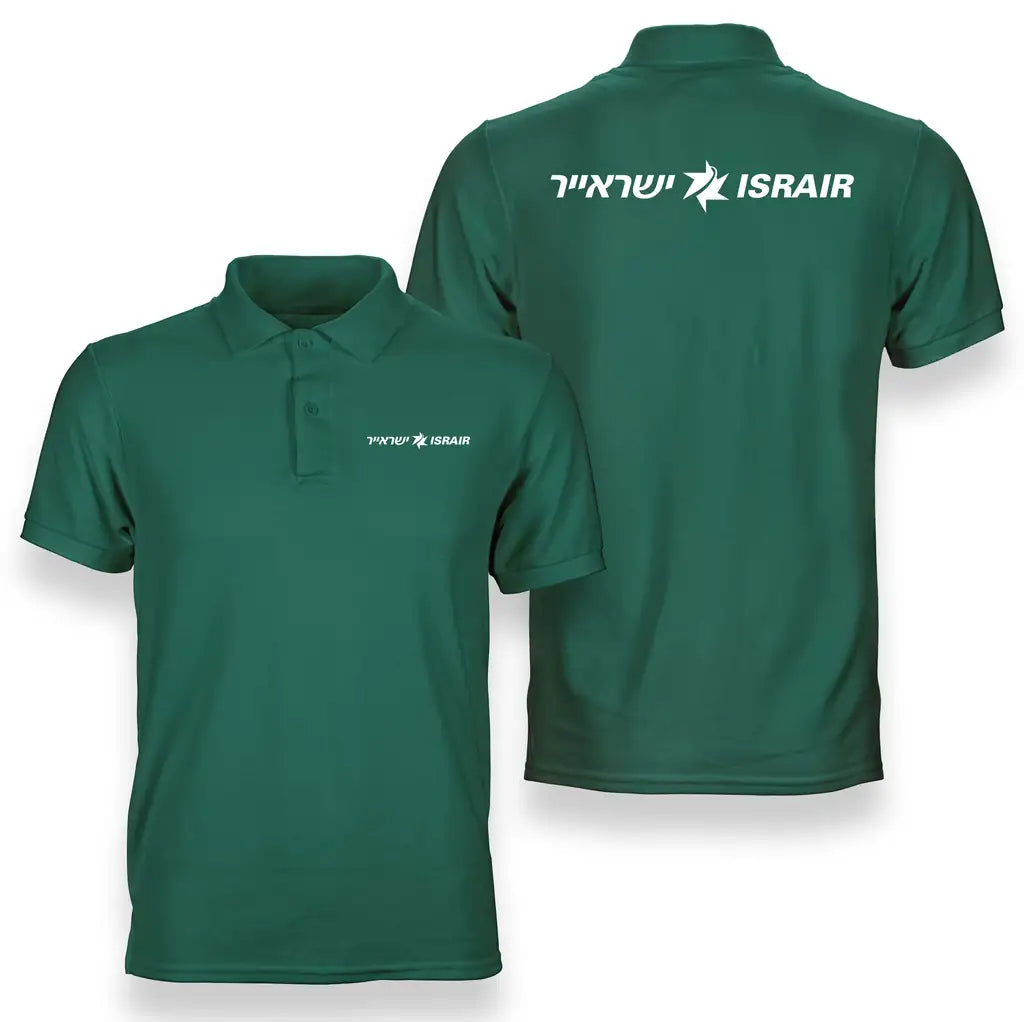 Israir Airlines logo on green double side polo t shirt