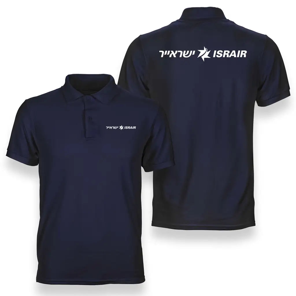 Israir Airlines logo on navy blue double side polo t shirt