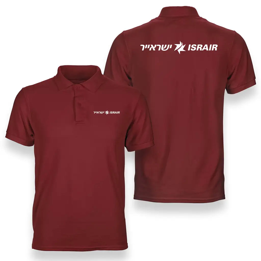 Israir Airlines logo on red double side polo t shirt