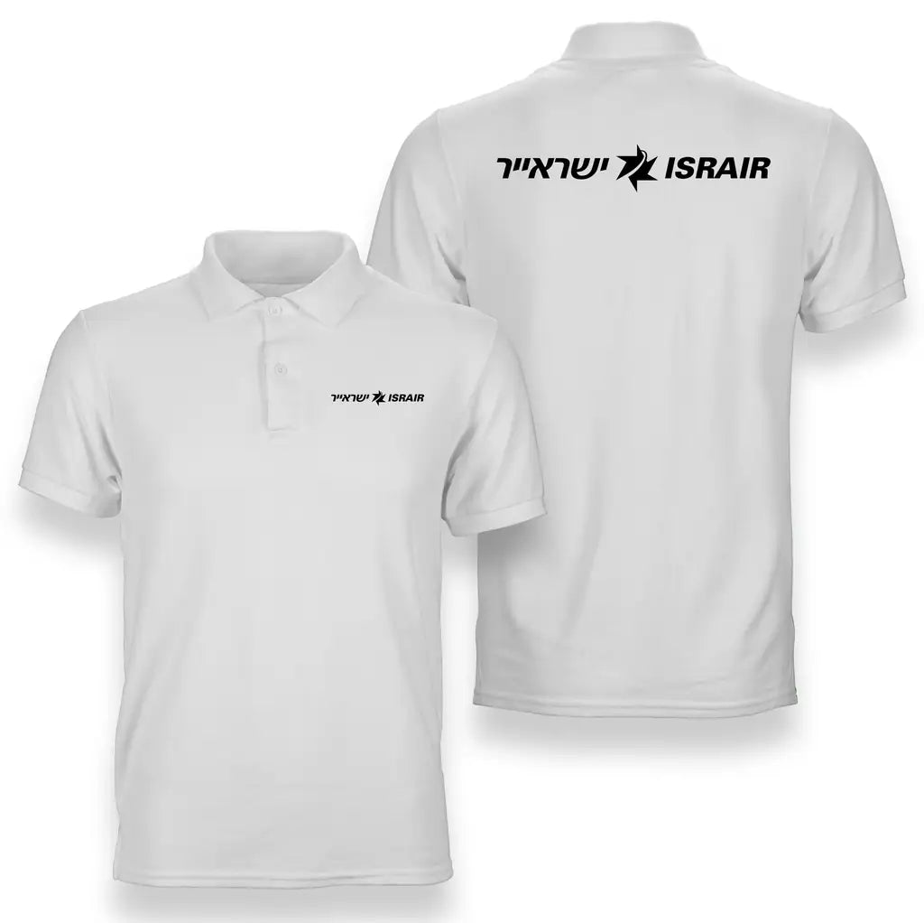 Israir Airlines logo on white double side polo t shirt
