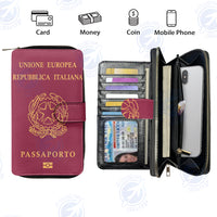 Thumbnail for Italian Passport Designed Leather Long Zipper Wallets