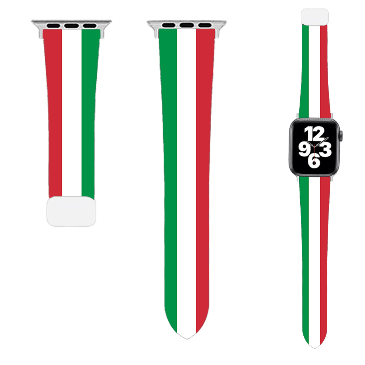 Italy Flag Designed Soft Silicone Apple Watch Bands
