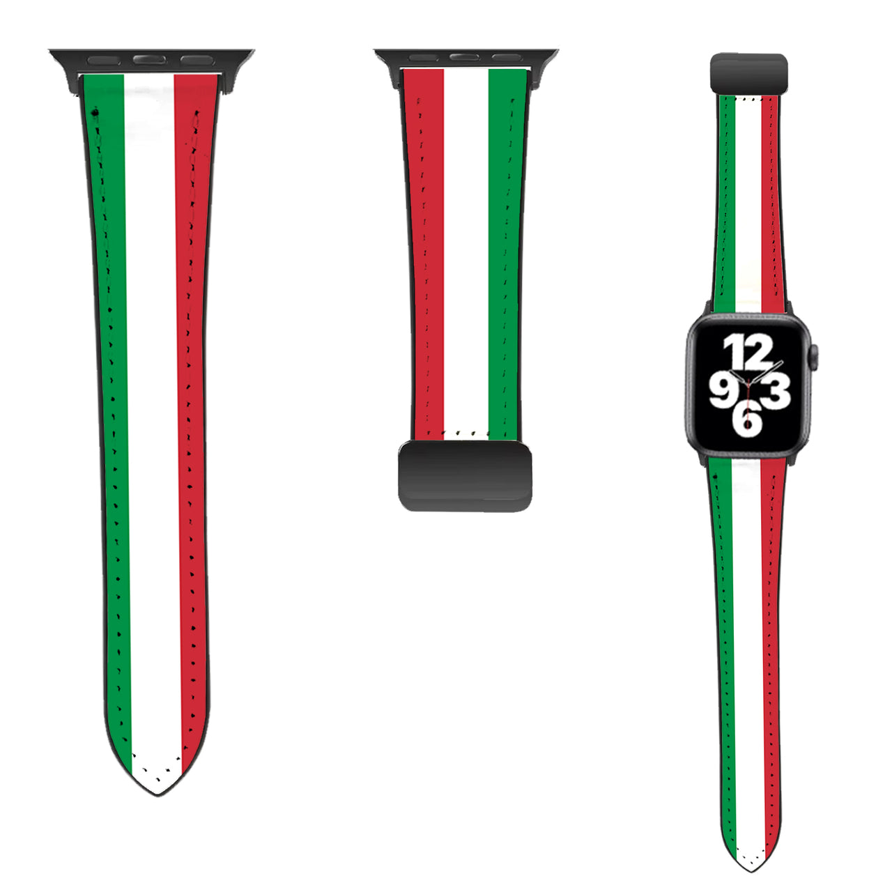 Italy Flag Designed Leather Apple Watch Straps