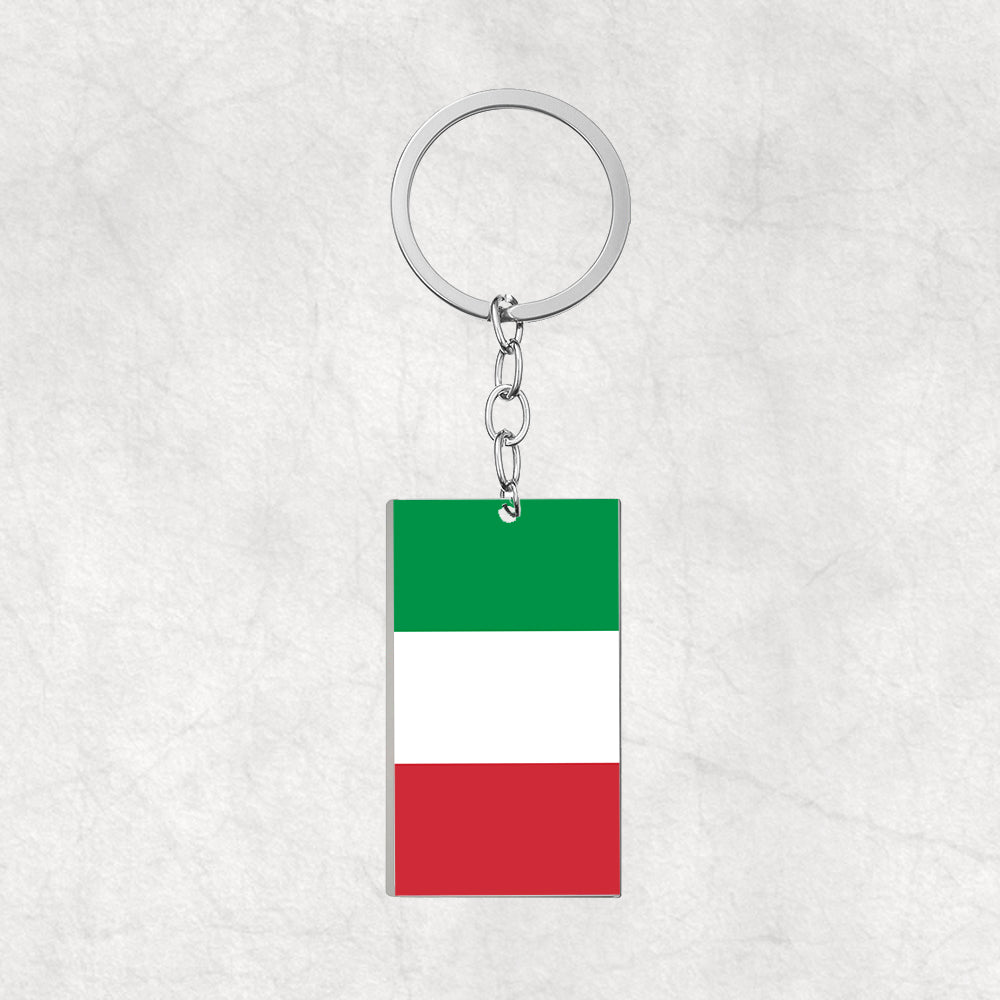 Italy Flag Designed Stainless Steel Flag Key Chains (Double Side)