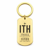 Thumbnail for Ithaca Tompkins Regional Airport ITH - Key Chain - Original Design - Gold