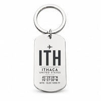 Thumbnail for Ithaca Tompkins Regional Airport ITH - Key Chain - Original Design - Silver