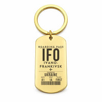 Thumbnail for Ivano-Frankivsk International Airport IFO - Key Chain - Boarding Pass Style - Gold