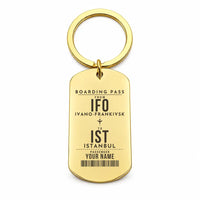 Thumbnail for Ivano-Frankivsk International Airport IFO - Key Chain - Customizable Boarding Pass - Gold