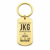 Thumbnail for Jönköping Airport JKG - Key Chain - Boarding Pass Style - Gold