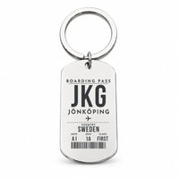 Thumbnail for Jönköping Airport JKG - Key Chain - Boarding Pass Style - Silver