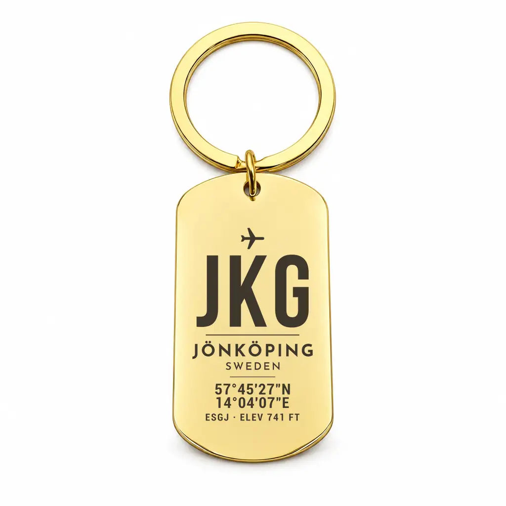 Jönköping Airport JKG - Key Chain - Original Design - Gold