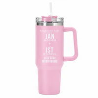 Thumbnail for Jackson–Medgar Wiley Evers International Airport (JAN) Stainless Steel Mugs - Customizable Boarding Pass - 40oz Car Mug - Pink