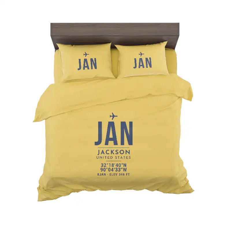 Jackson–Medgar Wiley Evers International Airport (JAN) Bedding Sets & Blankets - Bedding Set - ID Tag - Yellow