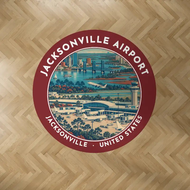 Jacksonville International Airport (JAX) Carpets - Carpet Round - Badge - Dark Red V2