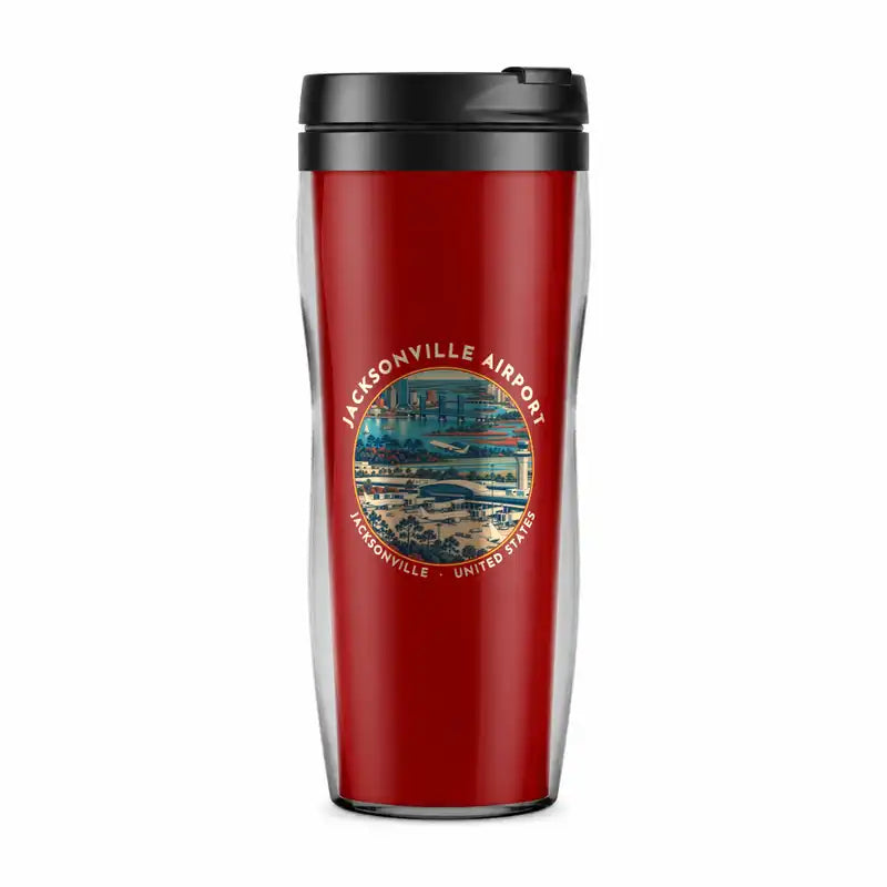 Jacksonville International Airport (JAX) Travel Mugs - Badge - Plastic (No Holder) - Red